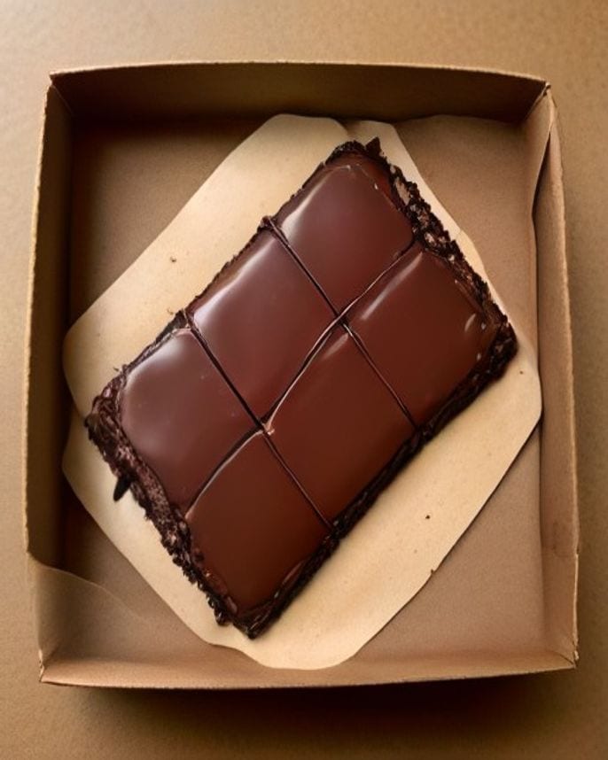 Brownies de chocolate cortados en cuadrados
